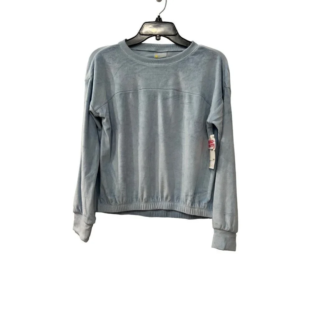 New ZELLA GIRL Kids' Size XL (14/16) Cozy Active Luxe velour Top Blue Cashmere
